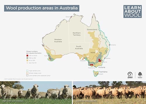 Wool production areas in Australia