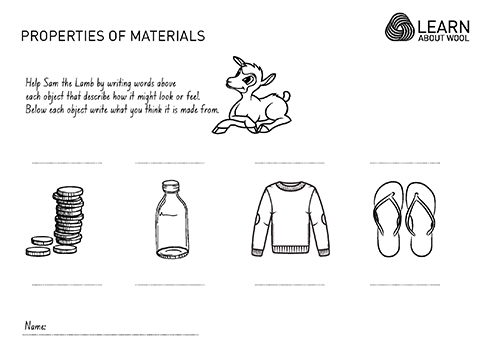 Properties of materials worksheet (Y4)
