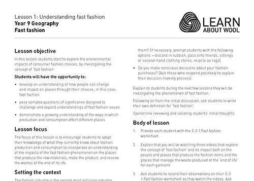 Lesson Plan 1 - Understanding fast fashion