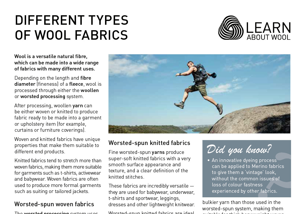 Different types of wool fabrics